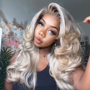 Light Ash Blonde with Dark Roots.
