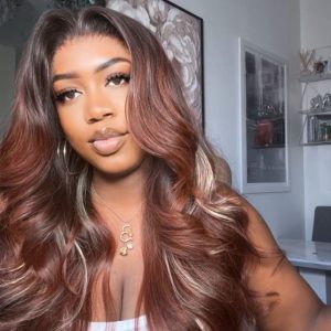 Copper highlights. 22 inches. 6*6 closure